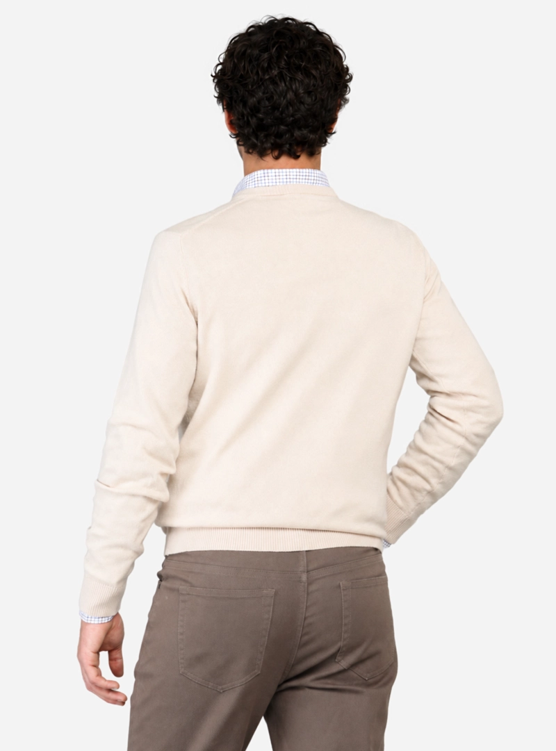 SWEATER CUELLO V REGULAR FIT CREMA ARROW - 2