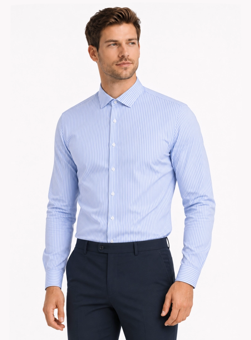 CAMISA FORMAL RAYAS SLIM FIT CELESTE ARROW - 1
