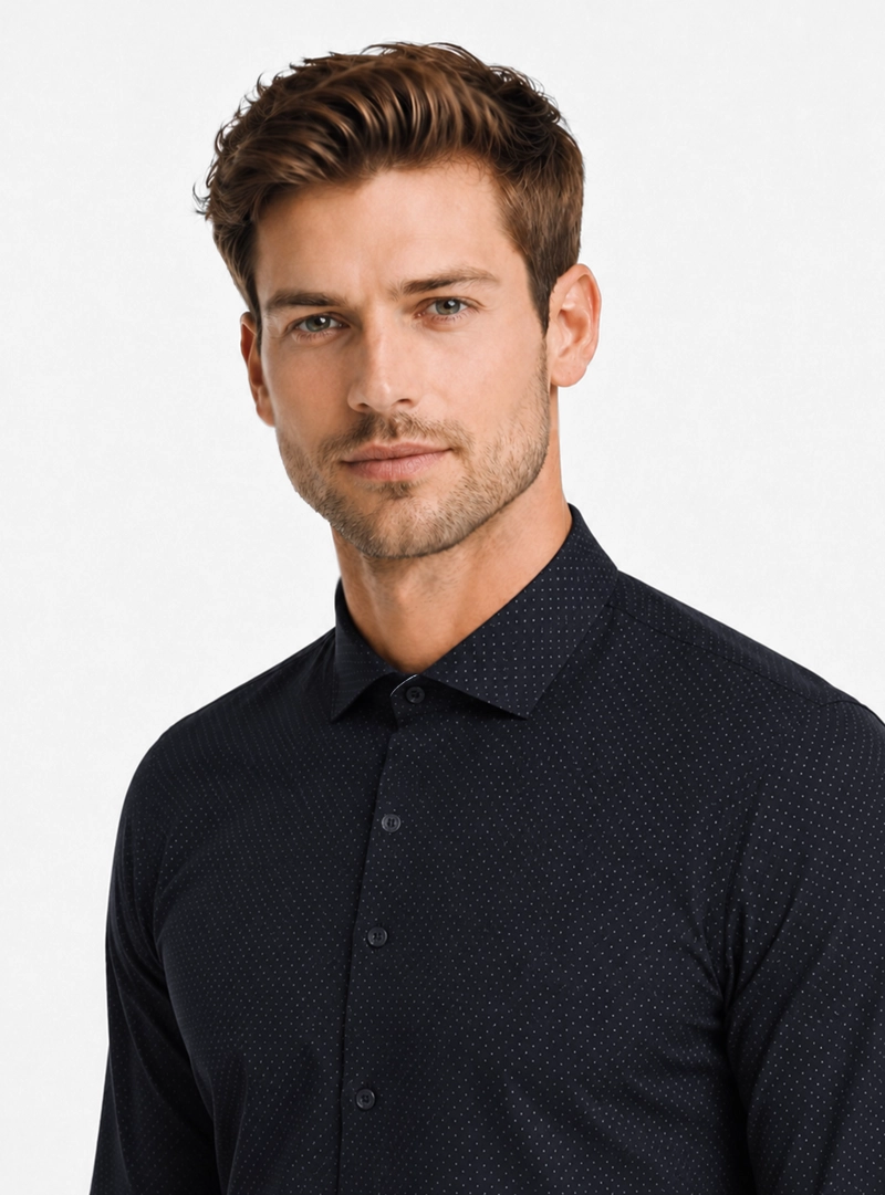 CAMISA FORMAL PUNTOS SLIM FIT AZUL MARINO ARROW - 3