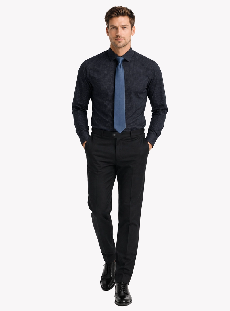 CAMISA FORMAL PUNTOS SLIM FIT AZUL MARINO ARROW - 4