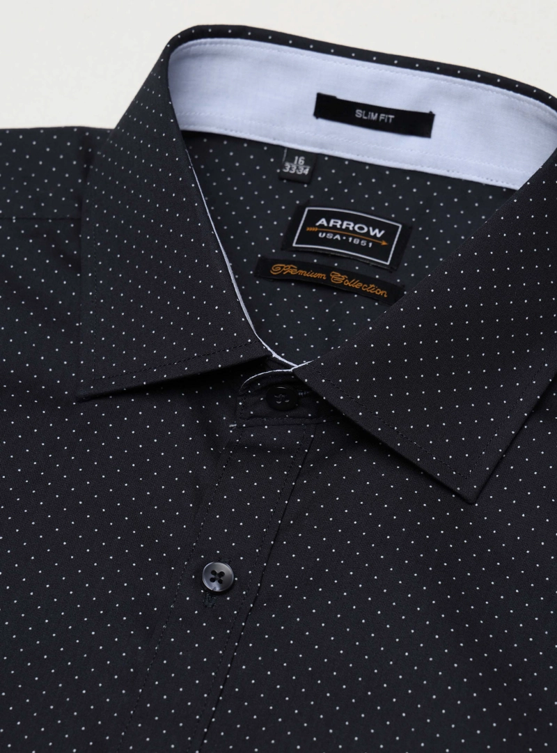 CAMISA FORMAL PUNTOS SLIM FIT AZUL MARINO ARROW - 5