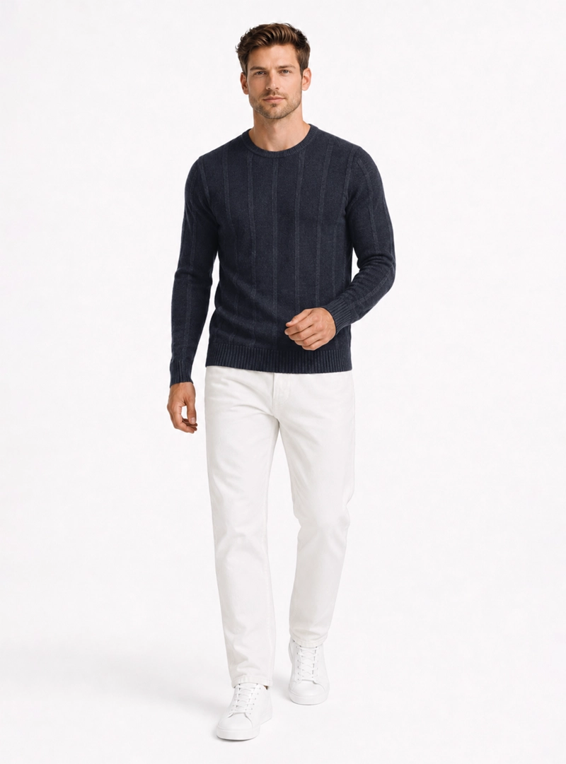 SWEATER STONE WASH REGULAR FIT AZUL MARINO ARROW - 4