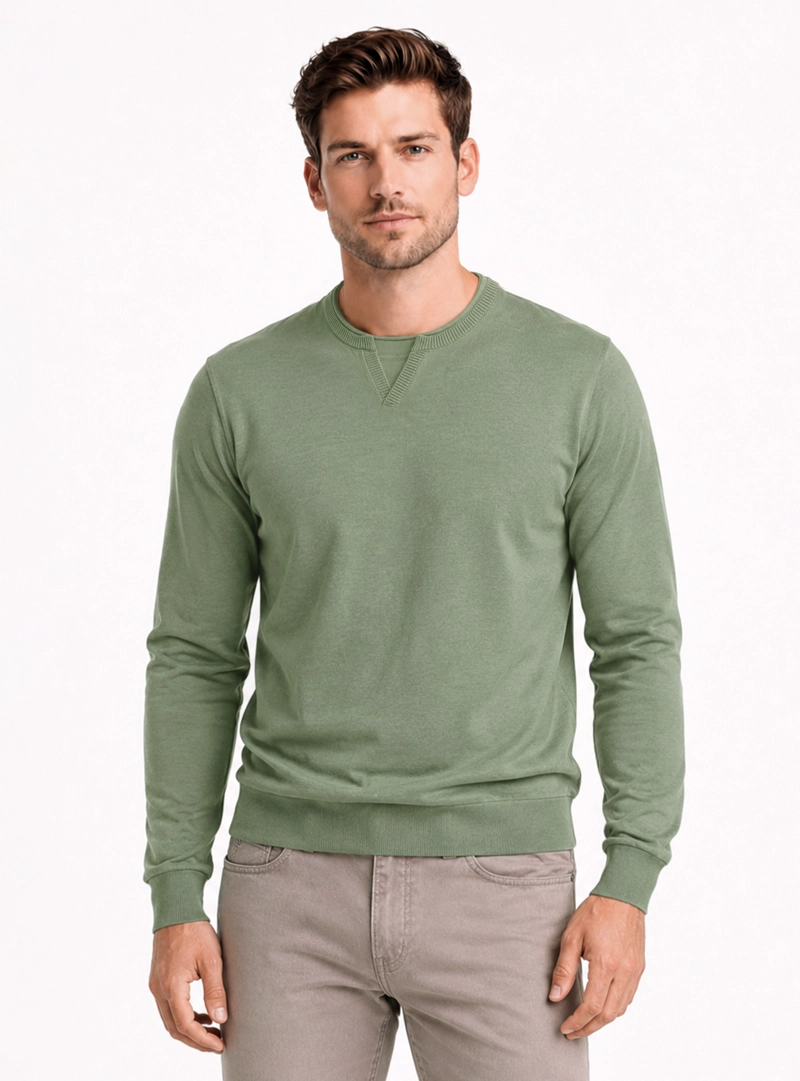 SWEATER STONE WASH REGULAR FIT VERDE ARROW - 1