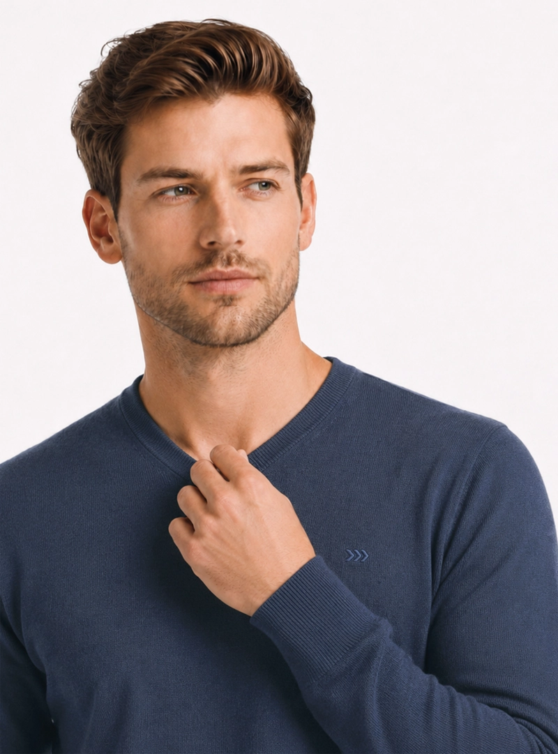 SWEATER CUELLO V REGULAR FIT DENIM ARROW - 3