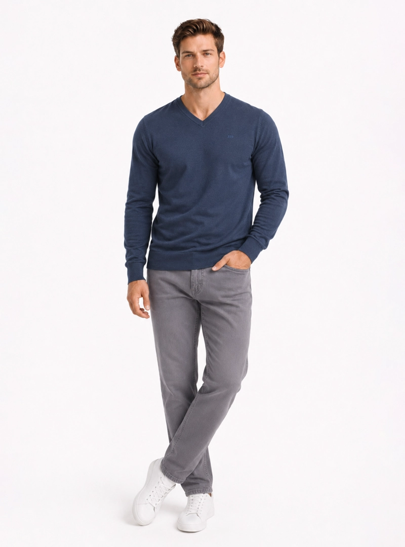 SWEATER CUELLO V REGULAR FIT DENIM ARROW - 4