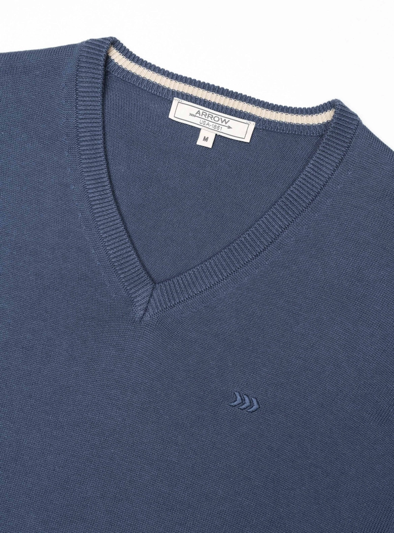SWEATER CUELLO V REGULAR FIT DENIM ARROW - 5