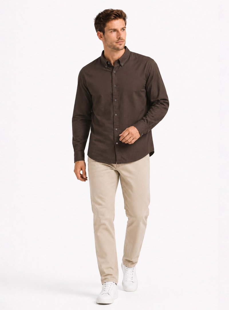 CAMISA LINO ALGODON REGULAR FIT CAFE  ARROW - 4