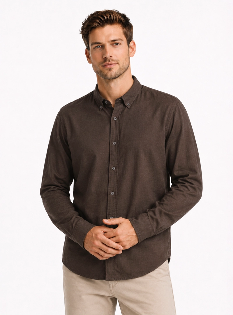 CAMISA LINO ALGODON REGULAR FIT CAFE  ARROW - 5