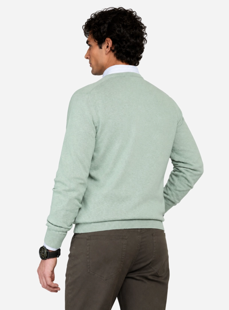 SWEATER CUELLO V REGULAR FIT VERDE CLARO ARROW - 2
