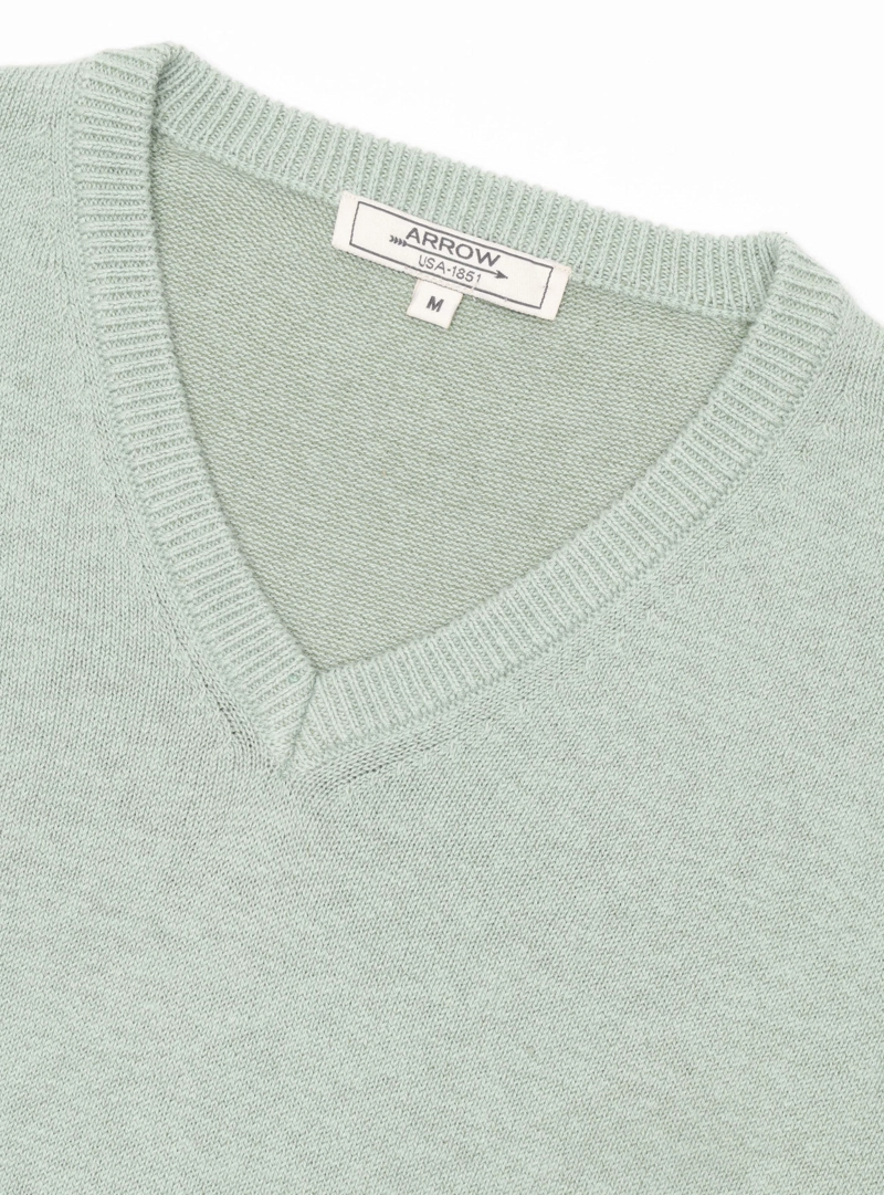 SWEATER CUELLO V REGULAR FIT VERDE CLARO ARROW - 5