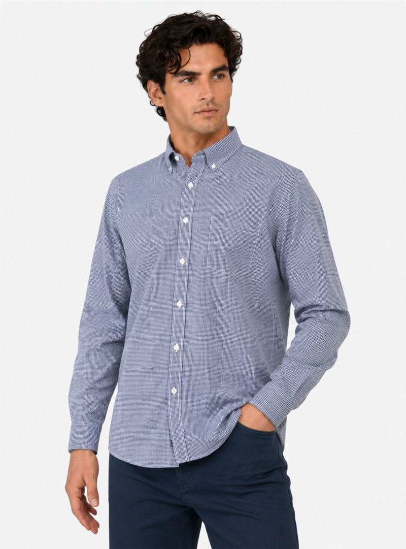 CAMISA A CUADROS REGULAR FIT AZUL ARROW - 1