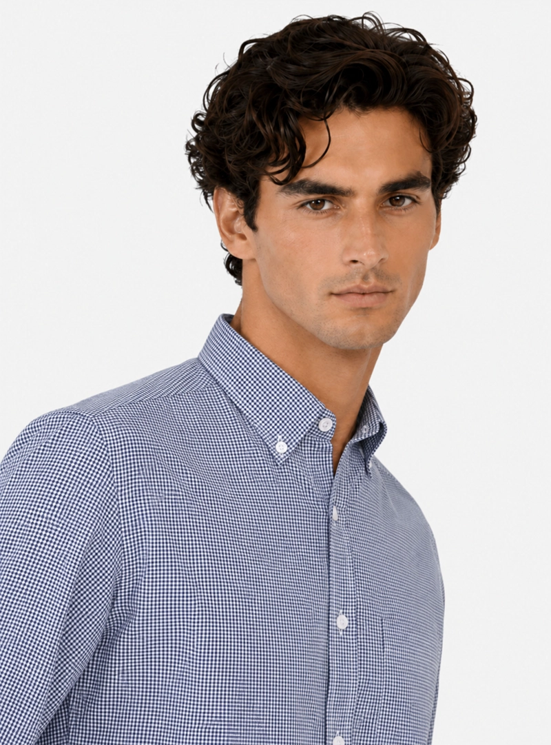CAMISA A CUADROS REGULAR FIT AZUL ARROW - 4
