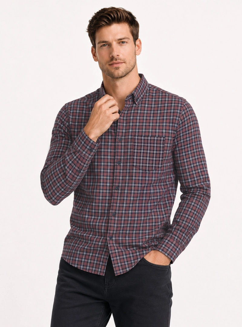 CAMISA A CUADROS REGULAR FIT ROJO ARROW - 1