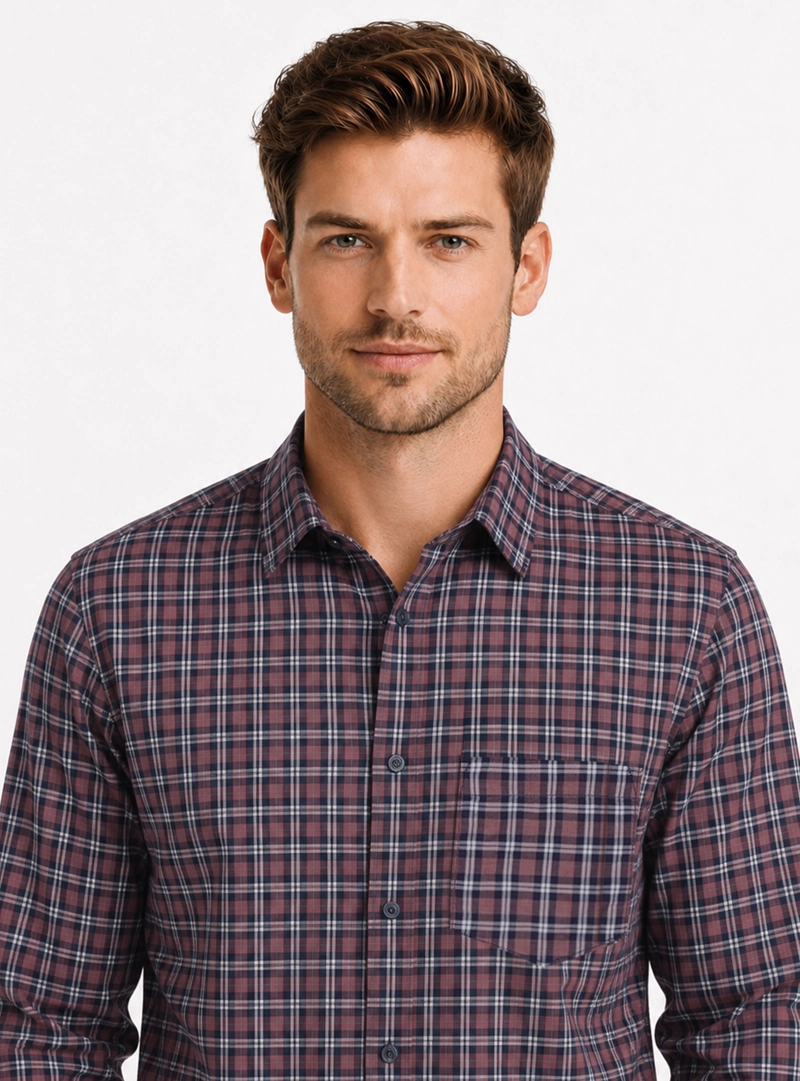 CAMISA A CUADROS REGULAR FIT ROJO ARROW - 3