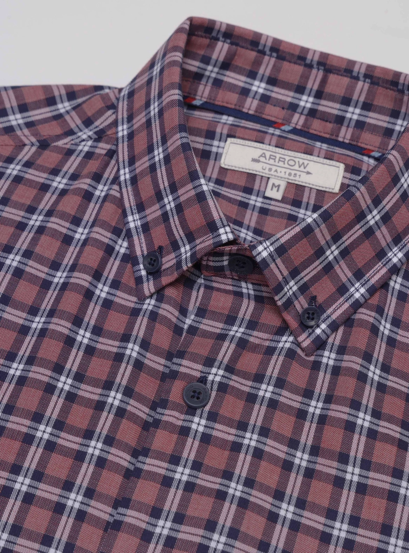 CAMISA A CUADROS REGULAR FIT ROJO ARROW - 5