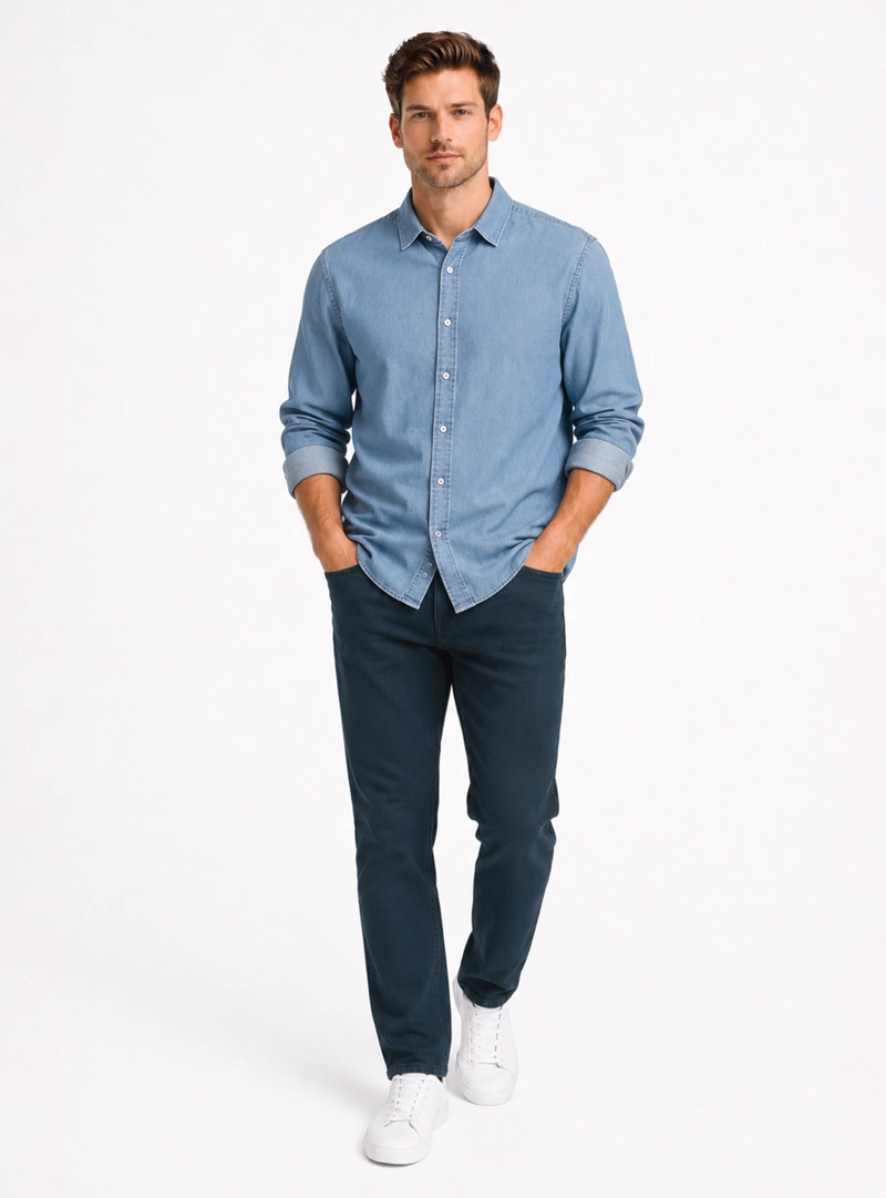 CAMISA DENIM REGULAR FIT CELESTE ARROW - 4