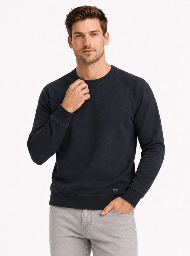 POLERON STONE WASH REGULAR FIT AZUL MARINO ARROW - 1