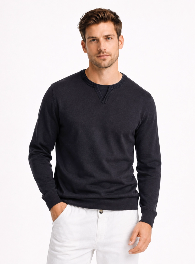 SWEATER STONE WASH REGULAR FIT AZUL MARINO ARROW - 1