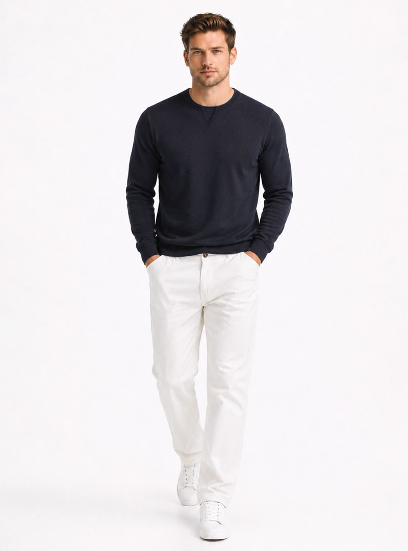 SWEATER STONE WASH REGULAR FIT AZUL MARINO ARROW - 4
