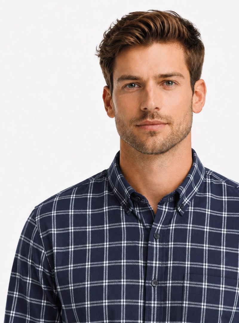 CAMISA A CUADROS REGULAR FIT AZUL ARROW - 3