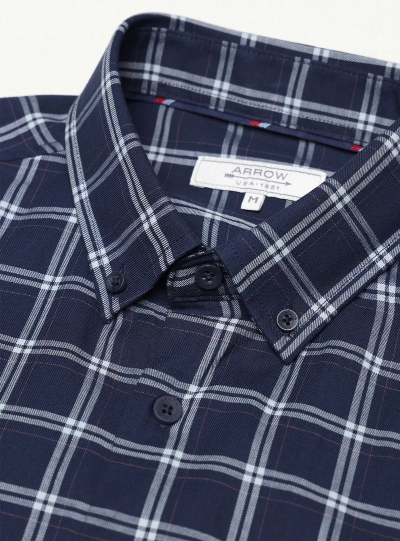 CAMISA A CUADROS REGULAR FIT AZUL ARROW - 4