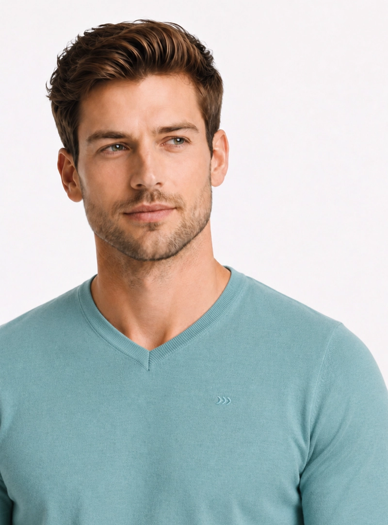 SWEATER CUELLO V REGULAR FIT VERDE CLARO ARROW - 3