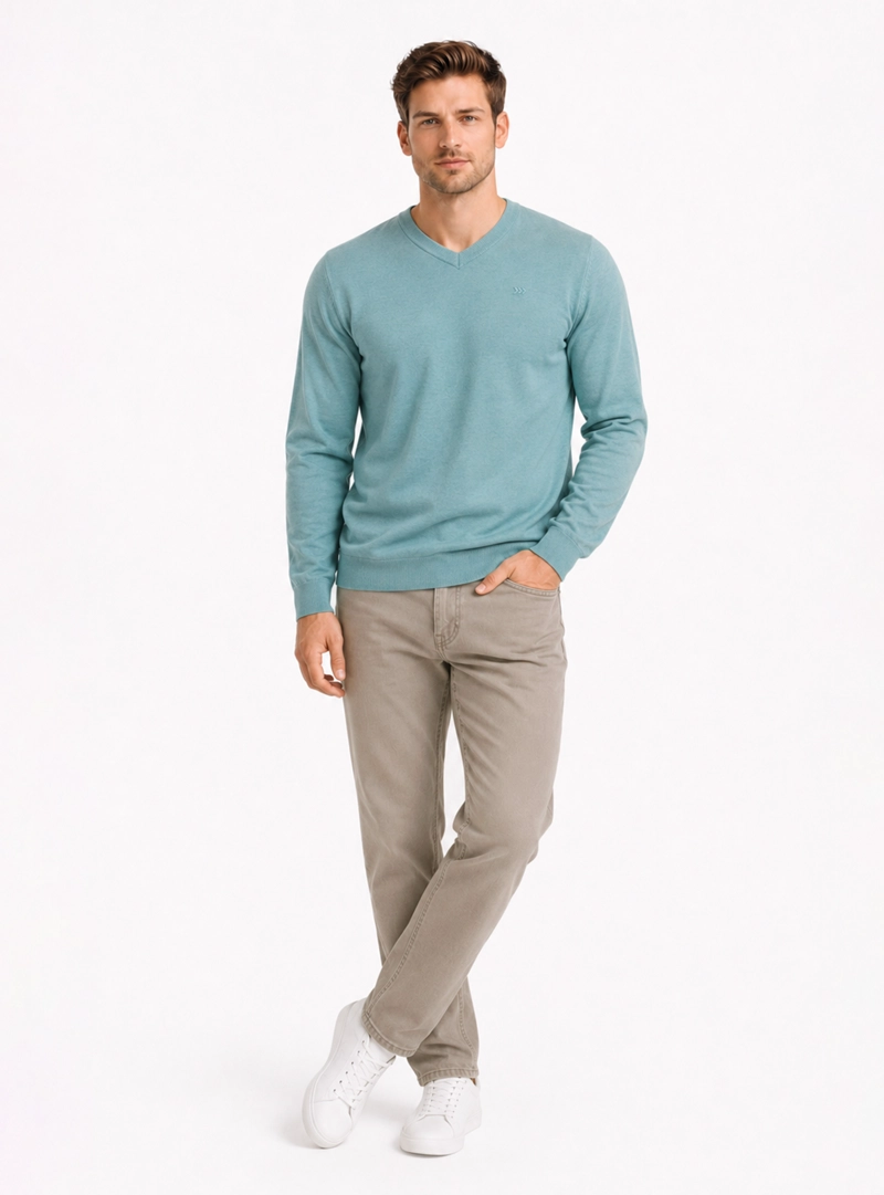 SWEATER CUELLO V REGULAR FIT VERDE CLARO ARROW - 4