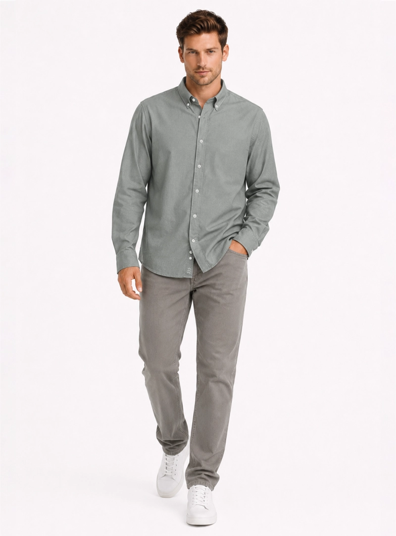 CAMISA LINO ALGODON REGULAR FIT VERDE ARROW - 4