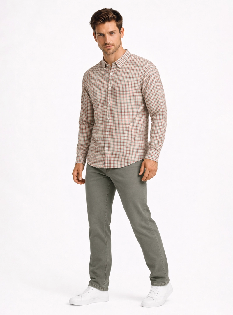 CAMISA A CUADROS REGULAR FIT ROJO ARROW - 4