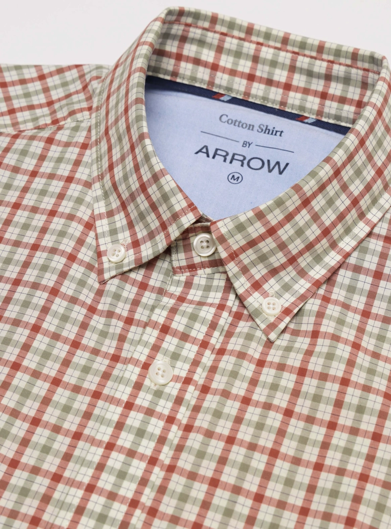 CAMISA A CUADROS REGULAR FIT ROJO ARROW - 5