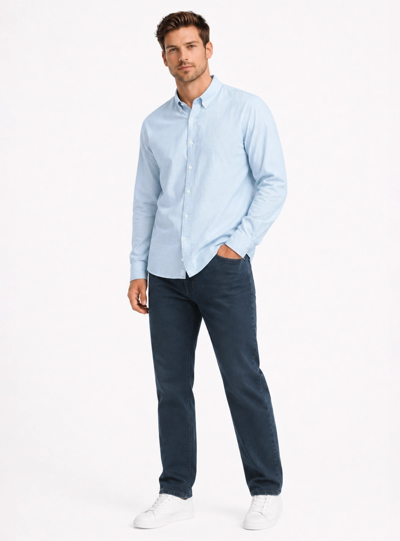 CAMISA LINO ALGODON REGULAR FIT CELESTE ARROW - 4