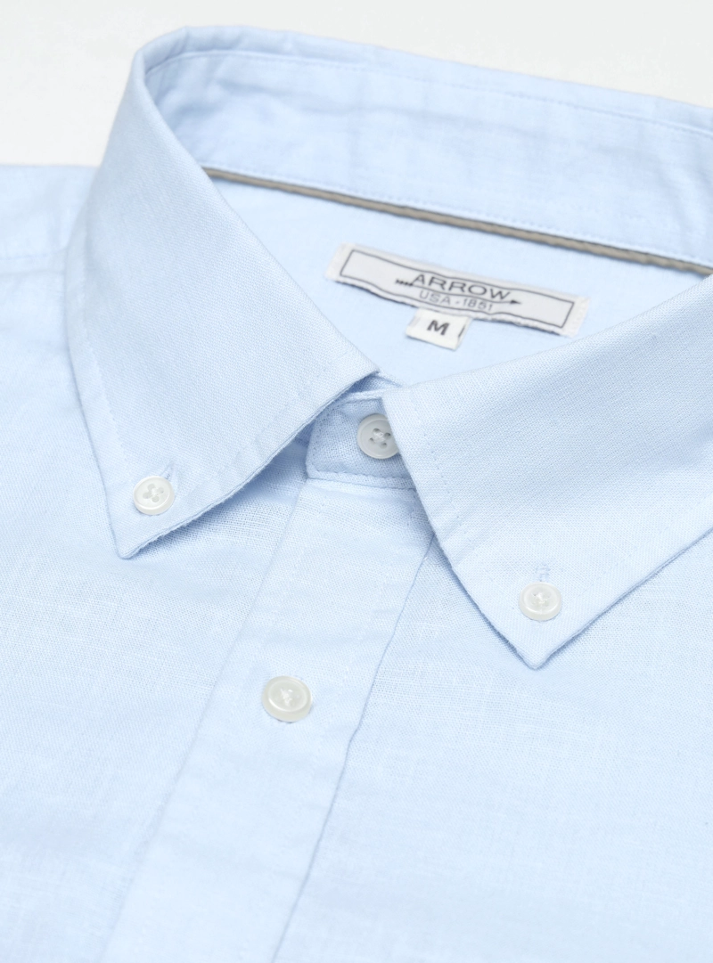 CAMISA LINO ALGODON REGULAR FIT CELESTE ARROW - 5