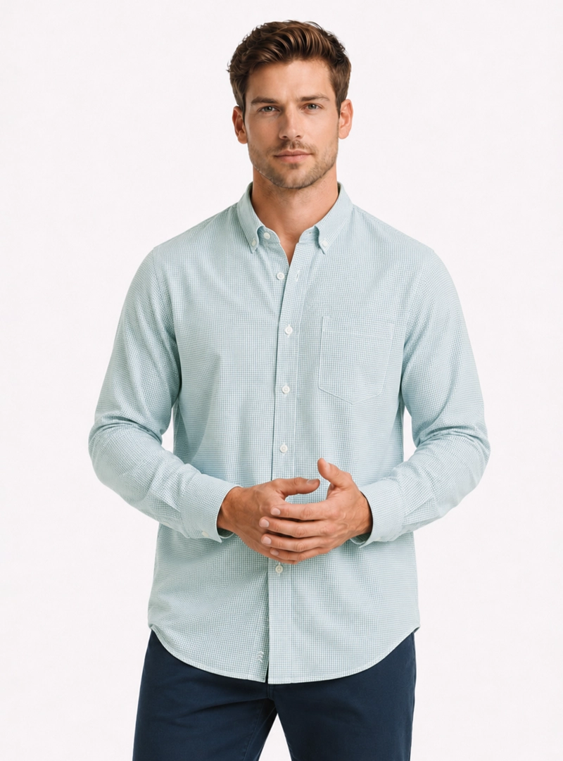 CAMISA A CUADROS REGULAR FIT VERDE ARROW - 1