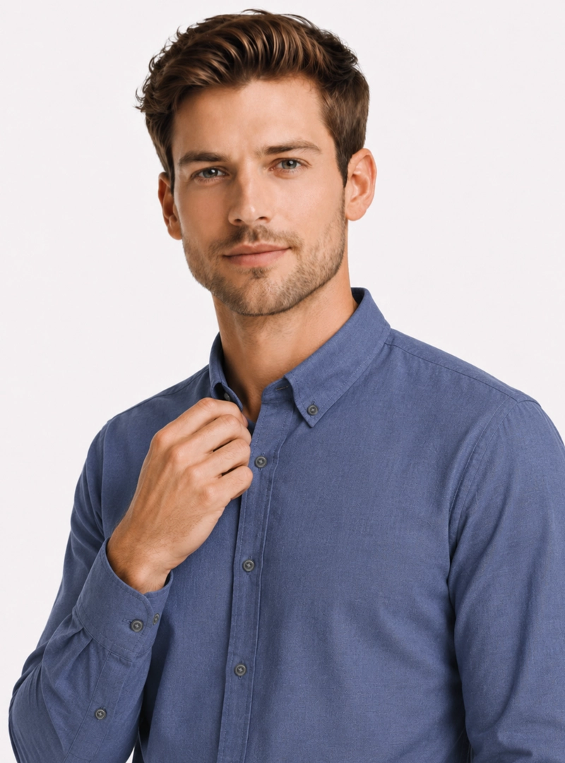 CAMISA LINO ALGODON REGULAR FIT AZUL ARROW - 3