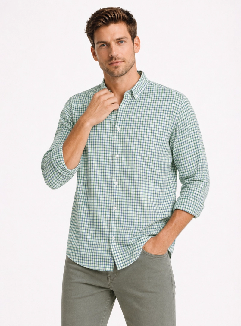 CAMISA A CUADROS REGULAR FIT AZUL ARROW - 1