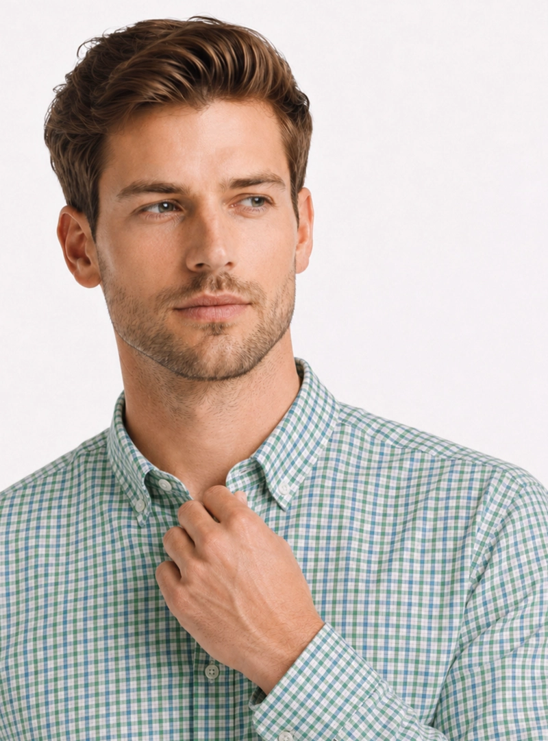 CAMISA A CUADROS REGULAR FIT AZUL ARROW - 3