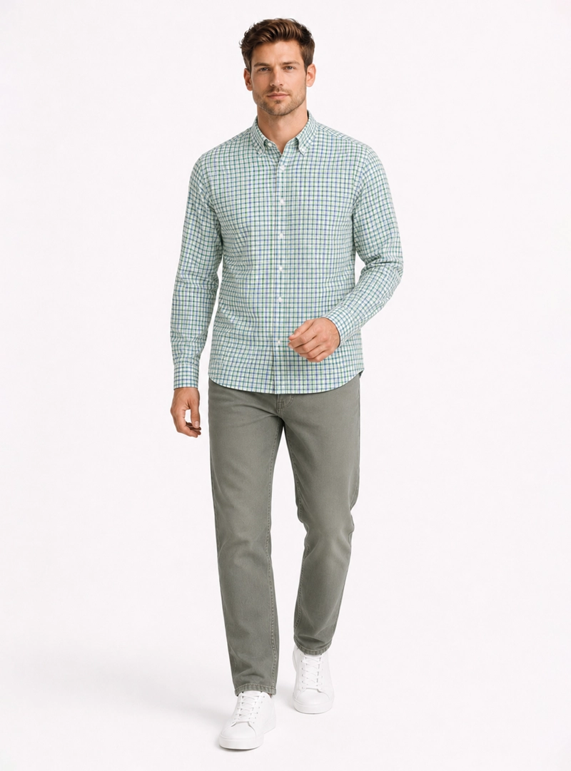 CAMISA A CUADROS REGULAR FIT AZUL ARROW - 4