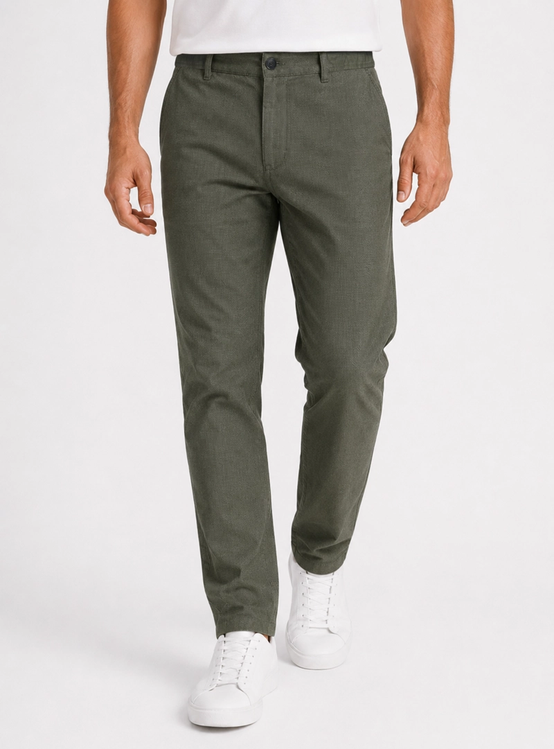 PANTALON LINO ALGODON REGULAR FIT VERDE ARROW - 1