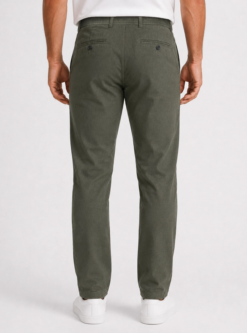 PANTALON LINO ALGODON REGULAR FIT VERDE ARROW - 2