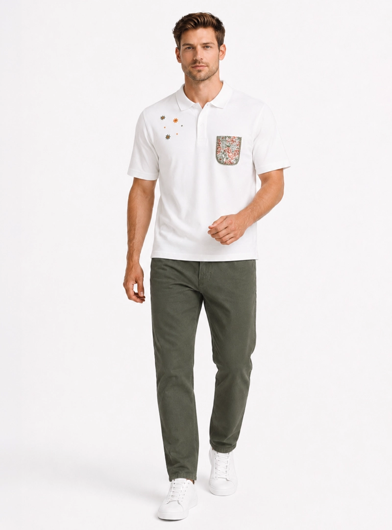 PANTALON LINO ALGODON REGULAR FIT VERDE ARROW - 3