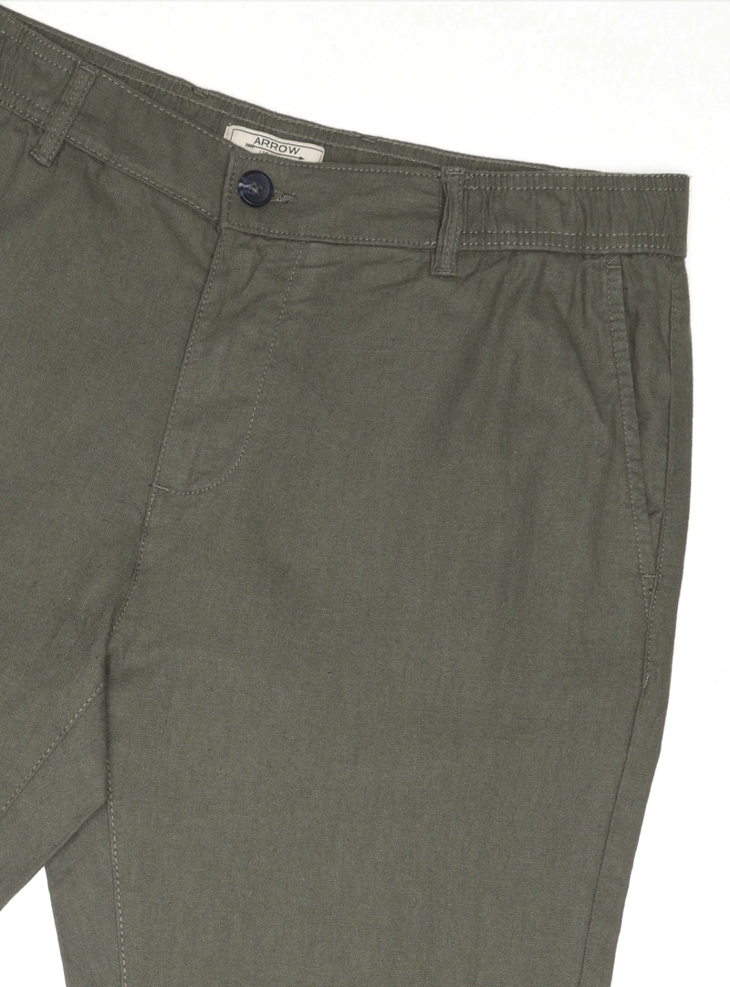 PANTALON LINO ALGODON REGULAR FIT VERDE ARROW - 4