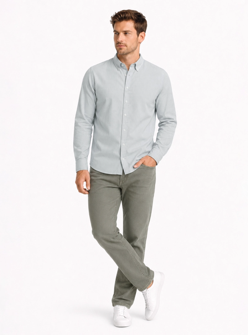 PANTALON 5 POCKET SPANDEX REGULAR FIT VERDE ARROW - 4