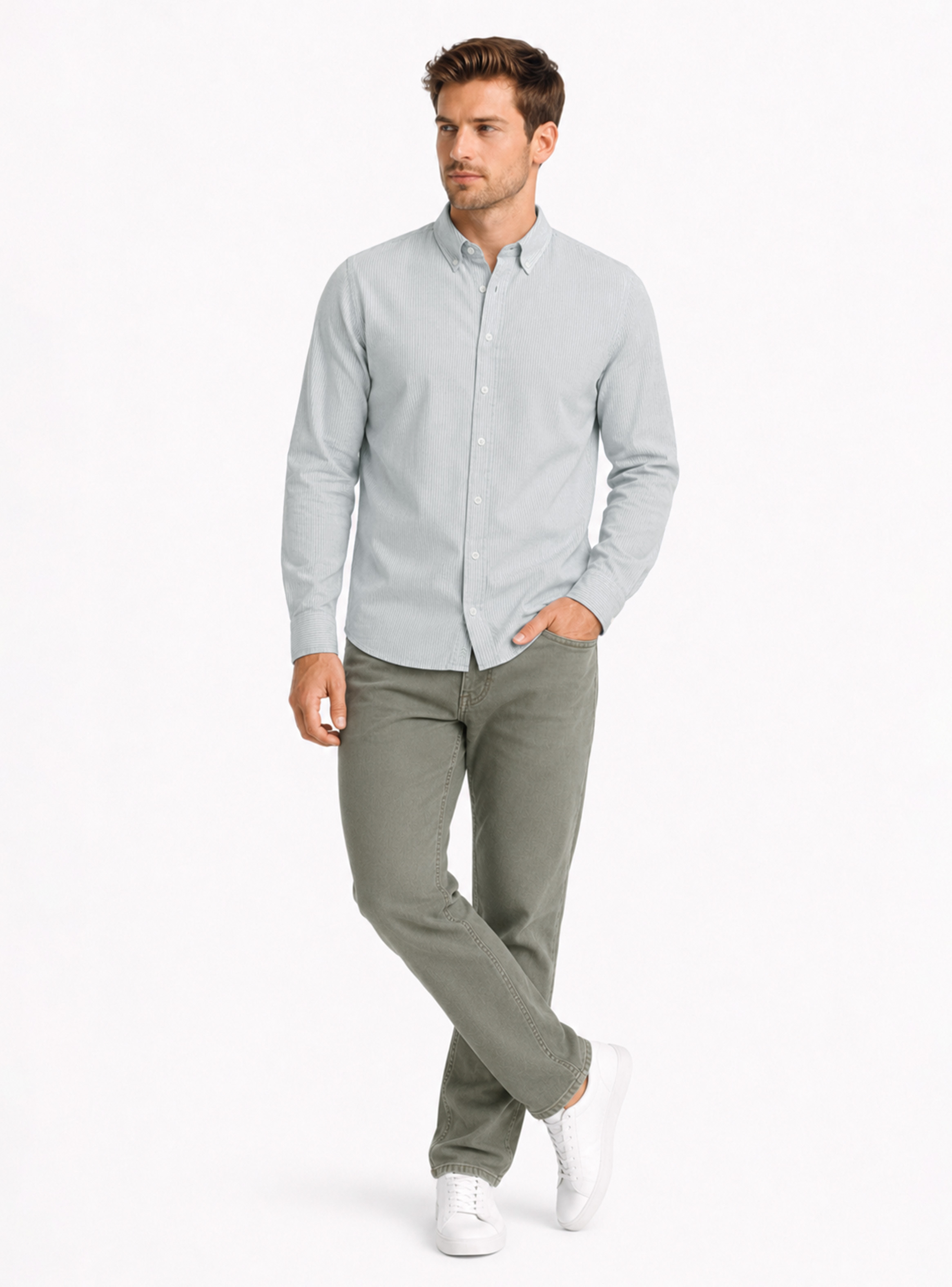 PANTALON 5 POCKET SPANDEX REGULAR FIT VERDE ARROW - 4