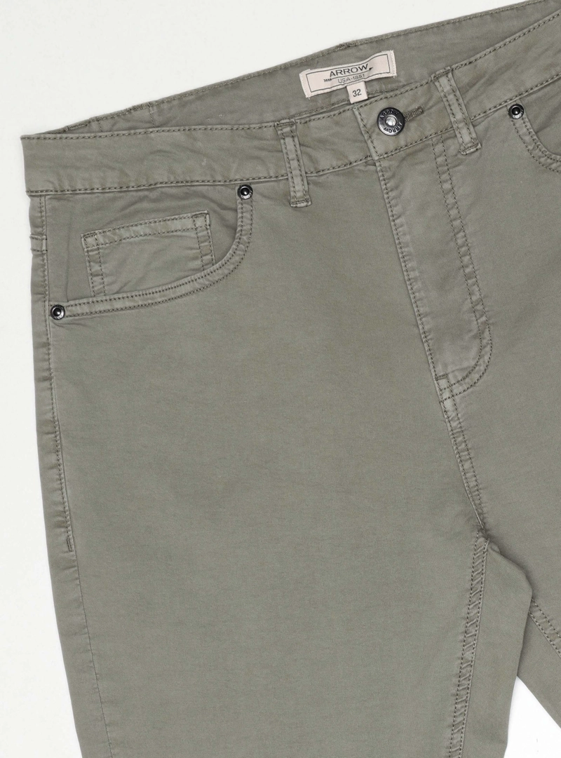 PANTALON 5 POCKET SPANDEX REGULAR FIT VERDE ARROW - 5