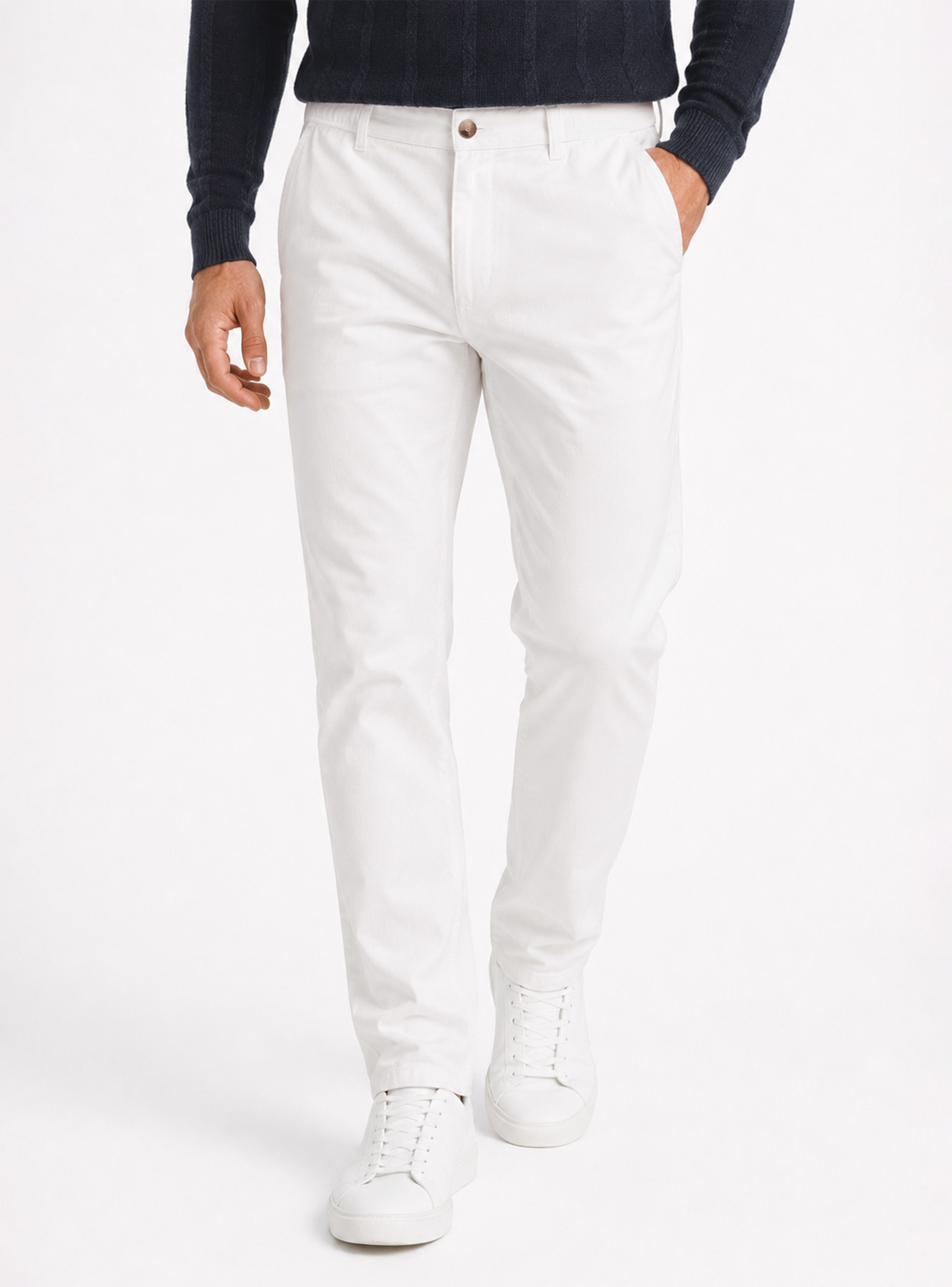 PANTALON LINO ALGODON REGULAR FIT BLANCO ARROW - 1