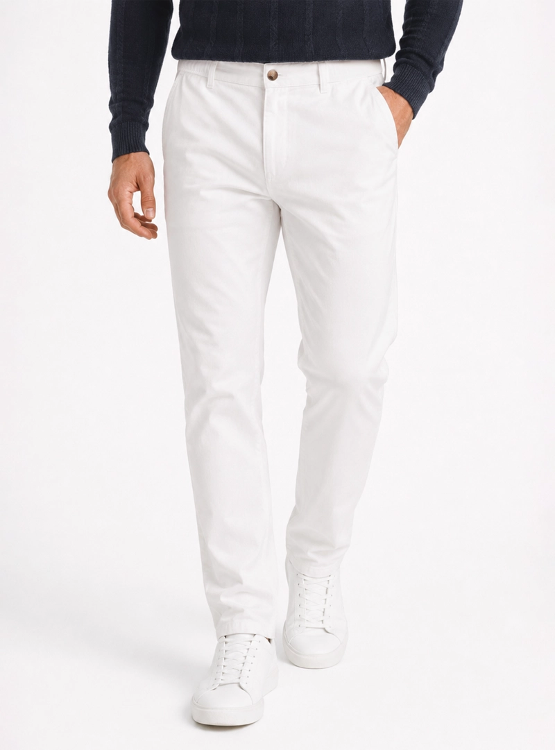 PANTALON LINO ALGODON REGULAR FIT BLANCO ARROW - 1