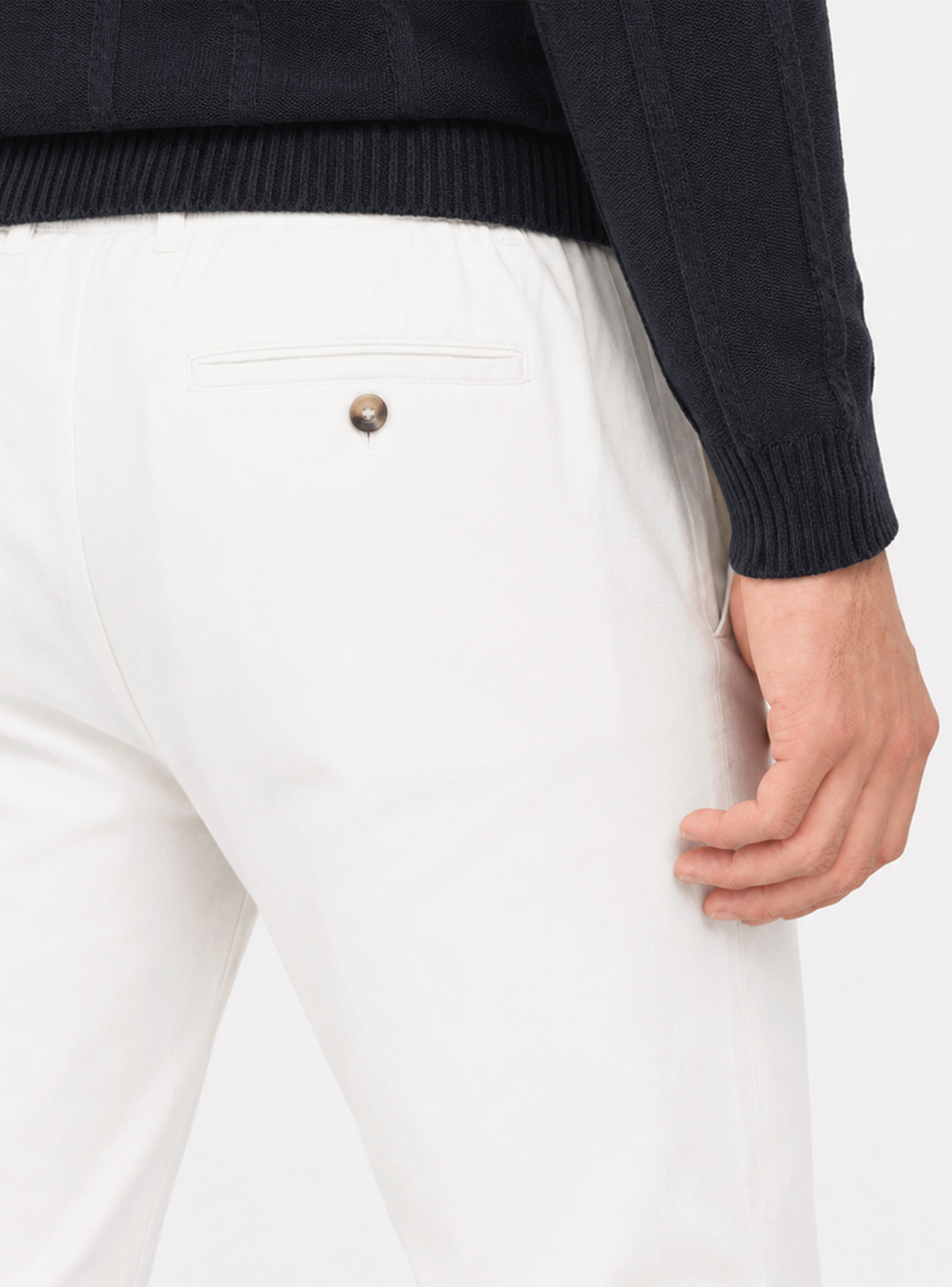 PANTALON LINO ALGODON REGULAR FIT BLANCO ARROW - 3