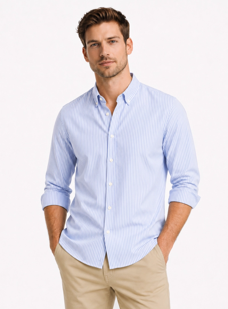 CAMISA A RAYAS REGULAR FIT CELESTE ARROW - 1
