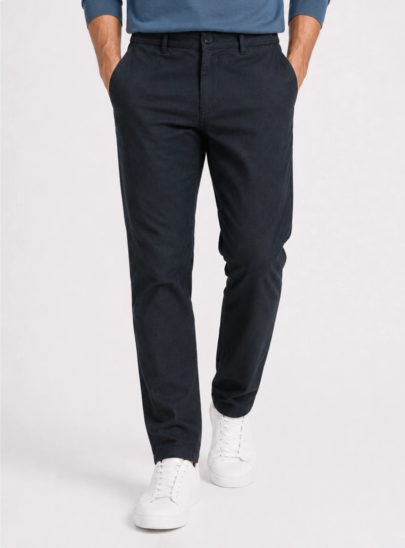 PANTALON LINO ALGODON REGULAR FIT AZUL MARINO ARROW - 1