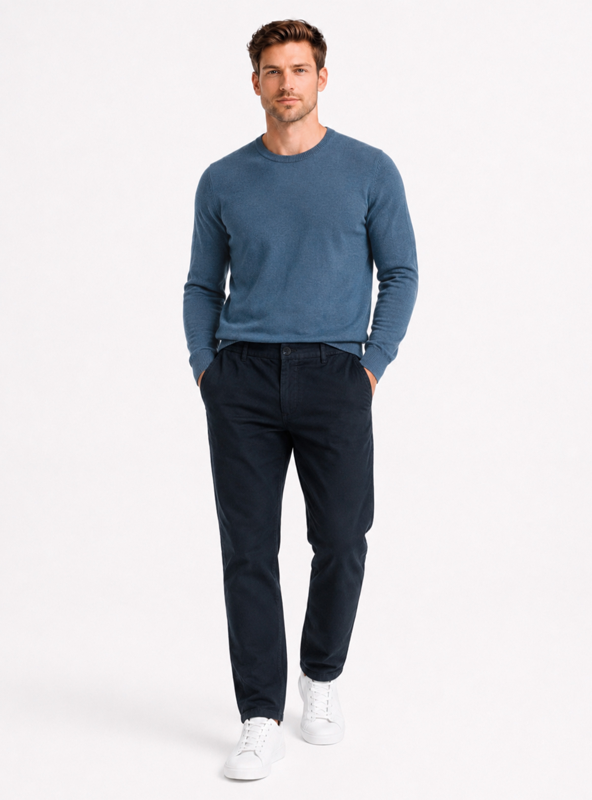 PANTALON LINO ALGODON REGULAR FIT AZUL MARINO ARROW - 4